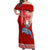 Custom Hawaii Mele Kalikimaka Off Shoulder Maxi Dress Santa Riding The DolPhin Mix Kakau Pattern Red Style LT03 Women Red - Polynesian Pride