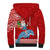 Custom Hawaii Mele Kalikimaka Sherpa Hoodie Santa Riding The DolPhin Mix Kakau Pattern Red Style LT03 - Polynesian Pride