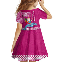 Hawaii Mele Kalikimaka Family Matching Off Shoulder Maxi Dress and Hawaiian Shirt Santa Riding The DolPhin Mix Kakau Pattern Pink Style LT03 - Polynesian Pride