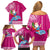 Custom Hawaii Mele Kalikimaka Family Matching Off Shoulder Short Dress and Hawaiian Shirt Santa Riding The DolPhin Mix Kakau Pattern Pink Style LT03 - Polynesian Pride