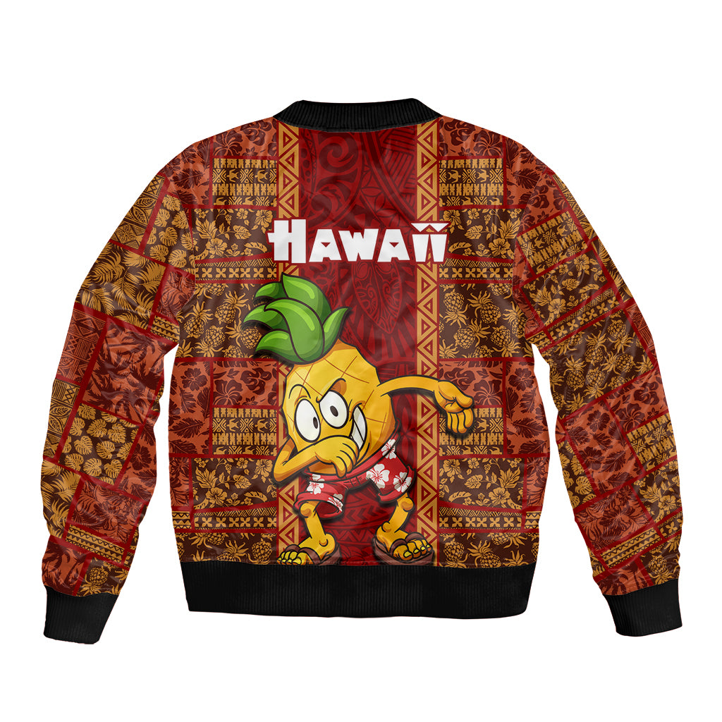 Hawaii Bomber Jacket Aloha Funny Pineapple Mix Kakau Hawaiian Tribal LT03 - Polynesian Pride