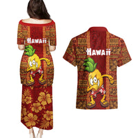 Hawaii Couples Matching Puletasi Dress and Hawaiian Shirt Aloha Funny Pineapple Mix Kakau Hawaiian Tribal LT03 - Polynesian Pride