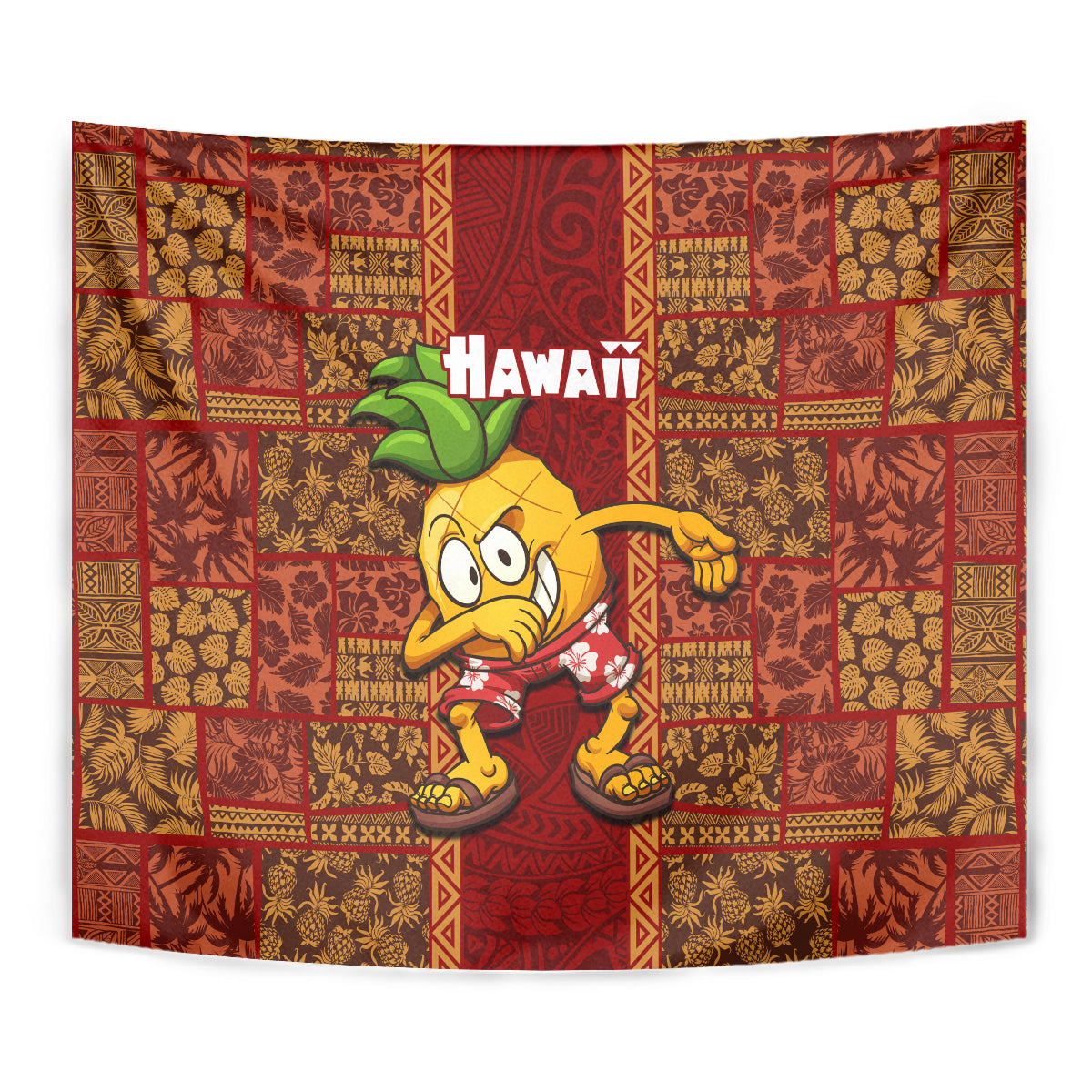 Hawaii Tapestry Aloha Funny Pineapple Mix Kakau Hawaiian Tribal LT03 - Polynesian Pride