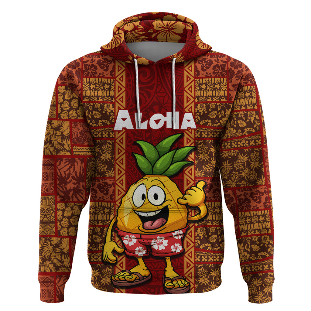 Custom Hawaii Hoodie Aloha Funny Pineapple Mix Kakau Hawaiian Tribal LT03 Pullover Hoodie Red - Polynesian Pride