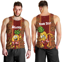 Custom Hawaii Men Tank Top Aloha Funny Pineapple Mix Kakau Hawaiian Tribal LT03 - Polynesian Pride