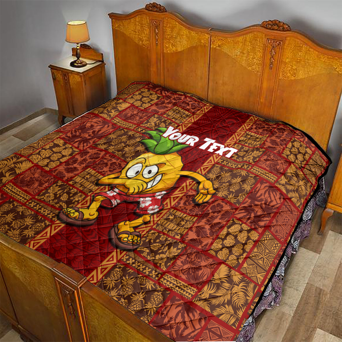 Custom Hawaii Quilt Aloha Funny Pineapple Mix Kakau Hawaiian Tribal LT03 - Polynesian Pride
