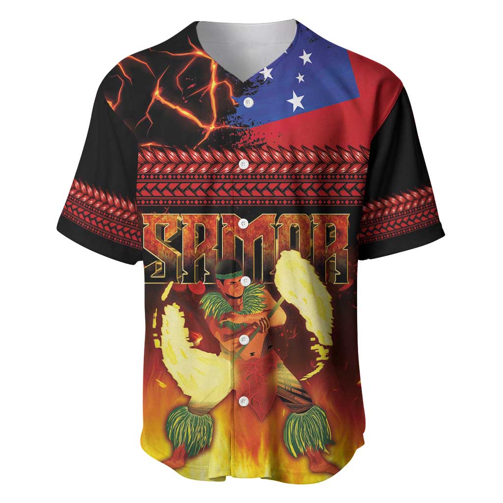 Samoan Siva Afi Baseball Jersey Tribal Performers of Samoan Fire Knife Dancing