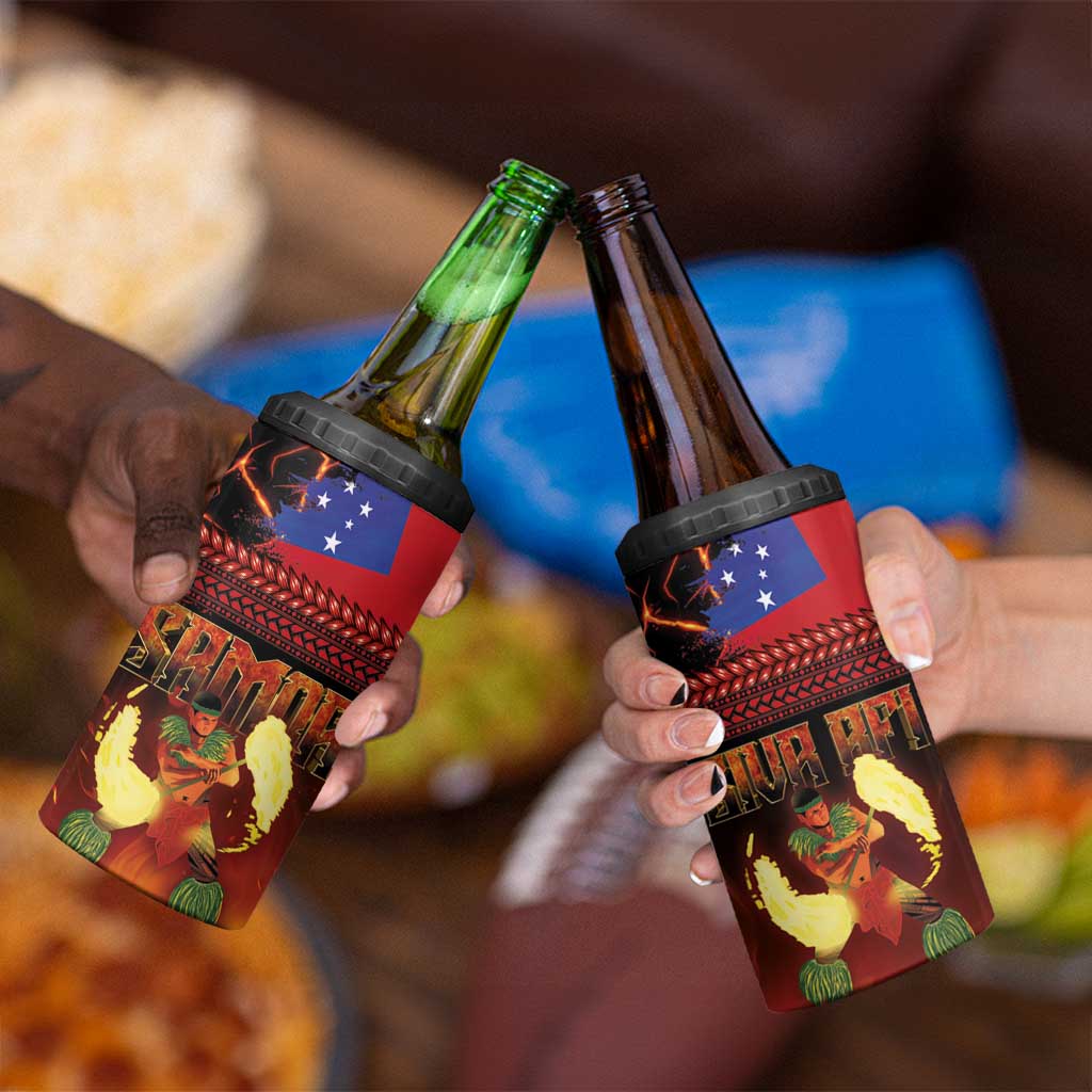 Samoan Siva Afi 4 in 1 Can Cooler Tumbler Tribal Performers of Samoan Fire Knife Dancing