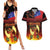 Samoan Siva Afi Couples Matching Summer Maxi Dress and Hawaiian Shirt Tribal Performers of Samoan Fire Knife Dancing