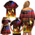 Samoan Siva Afi Family Matching Off Shoulder Short Dress and Hawaiian Shirt Tribal Performers of Samoan Fire Knife Dancing