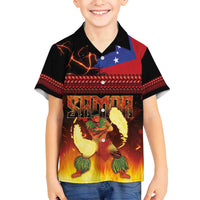 Samoan Siva Afi Family Matching Off Shoulder Short Dress and Hawaiian Shirt Tribal Performers of Samoan Fire Knife Dancing