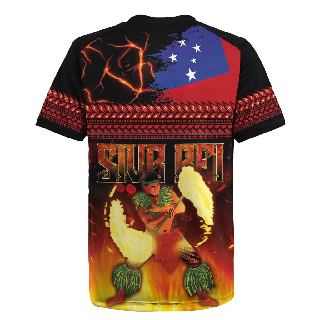 Samoan Siva Afi Rugby Jersey Tribal Performers of Samoan Fire Knife Dancing