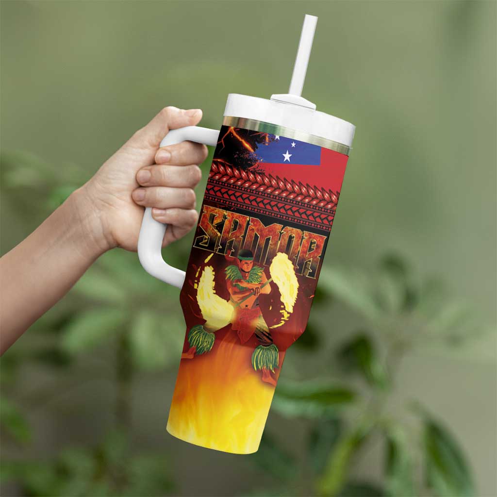 Samoan Siva Afi Tumbler With Handle Tribal Performers of Samoan Fire Knife Dancing LT03 - Polynesian Pride