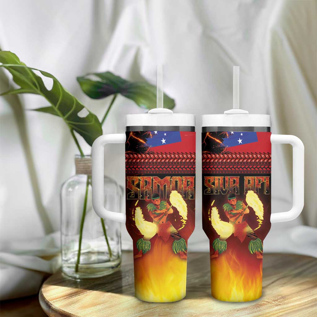 Samoan Siva Afi Tumbler With Handle Tribal Performers of Samoan Fire Knife Dancing LT03 - Polynesian Pride