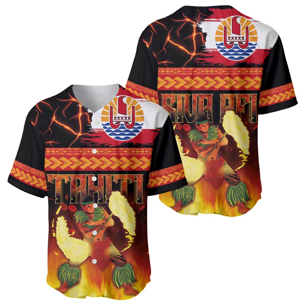 Tahitian Siva Afi Baseball Jersey Tribal Performers of Tahitian Fire Knife Dancing