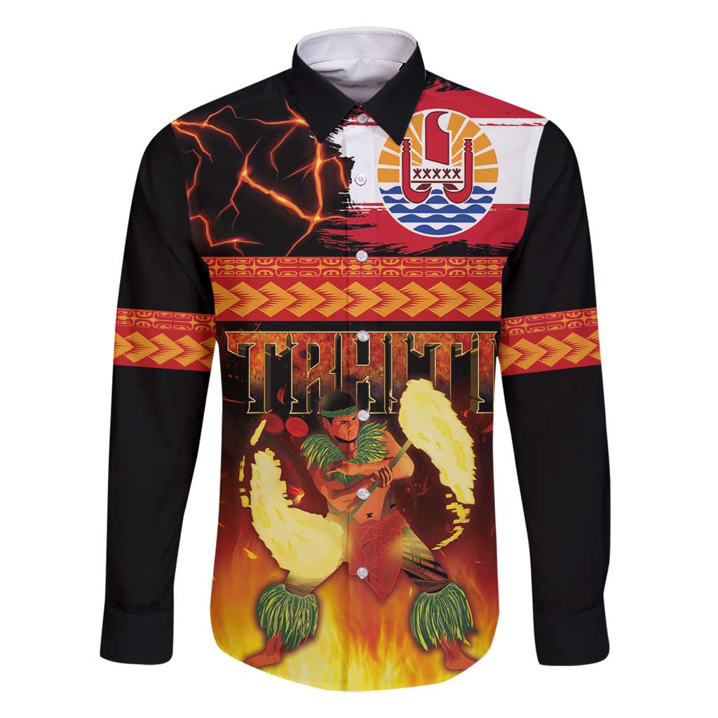 Tahitian Siva Afi Family Matching Long Sleeve Bodycon Dress and Hawaiian Shirt Tribal Performers of Tahitian Fire Knife Dancing