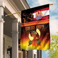 Tahitian Siva Afi Garden Flag Tribal Performers of Tahitian Fire Knife Dancing LT03 House Flag Black - Polynesian Pride