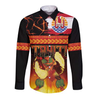 Tahitian Siva Afi Long Sleeve Button Shirt Tribal Performers of Tahitian Fire Knife Dancing LT03 Unisex Black - Polynesian Pride