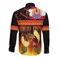 Tahitian Siva Afi Long Sleeve Button Shirt Tribal Performers of Tahitian Fire Knife Dancing LT03 - Polynesian Pride