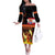 Tahitian Siva Afi Off The Shoulder Long Sleeve Dress Tribal Performers of Tahitian Fire Knife Dancing