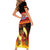 Tahitian Siva Afi Short Sleeve Bodycon Dress Tribal Performers of Tahitian Fire Knife Dancing