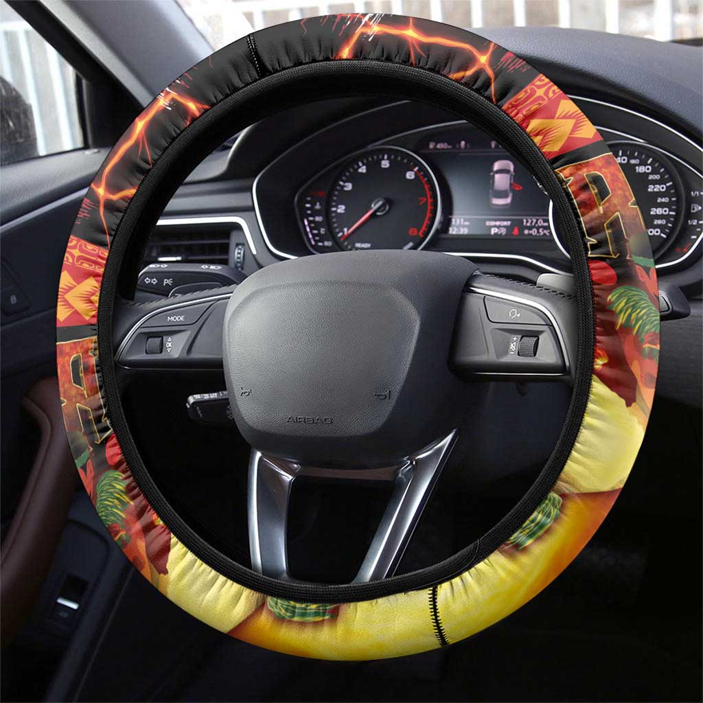 Tahitian Siva Afi Steering Wheel Cover Tribal Performers of Tahitian Fire Knife Dancing LT03 - Polynesian Pride