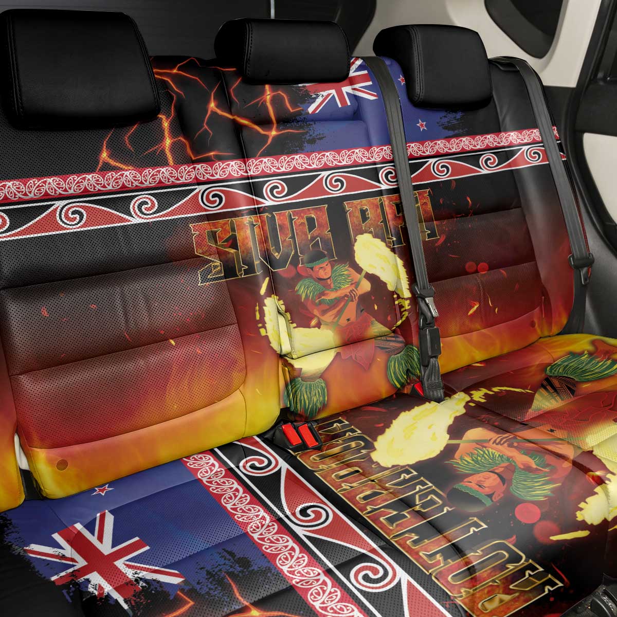 Aotearoa Siva Afi Back Car Seat Cover Tribal Performers of Aotearoa Fire Knife Dancing