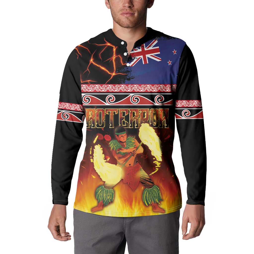 Aotearoa Siva Afi Button Sweatshirt Tribal Performers of Aotearoa Fire Knife Dancing