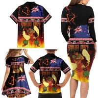 Aotearoa Siva Afi Family Matching Long Sleeve Bodycon Dress and Hawaiian Shirt Tribal Performers of Aotearoa Fire Knife Dancing LT03 - Polynesian Pride