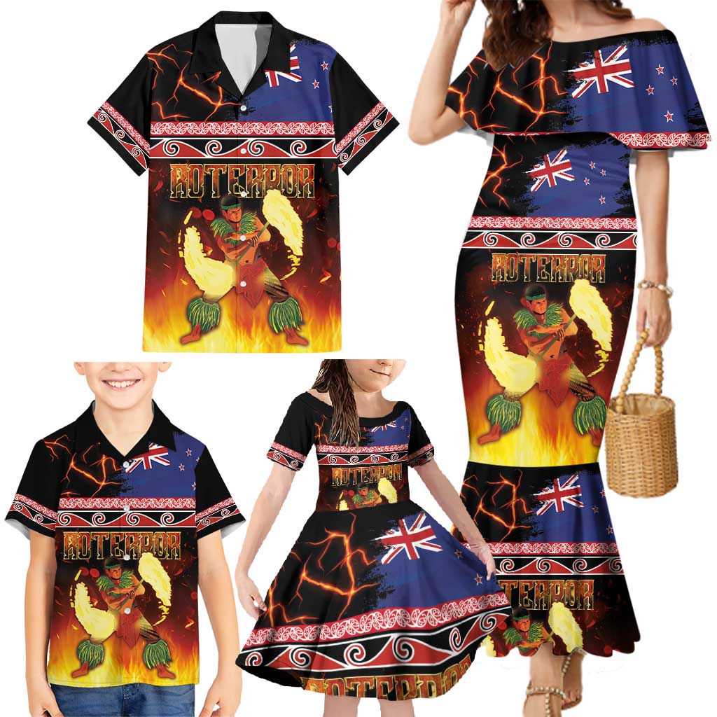 Aotearoa Siva Afi Family Matching Mermaid Dress and Hawaiian Shirt Tribal Performers of Aotearoa Fire Knife Dancing LT03 - Polynesian Pride