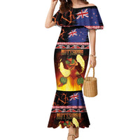 Aotearoa Siva Afi Family Matching Mermaid Dress and Hawaiian Shirt Tribal Performers of Aotearoa Fire Knife Dancing LT03 Mom's Dress Black - Polynesian Pride