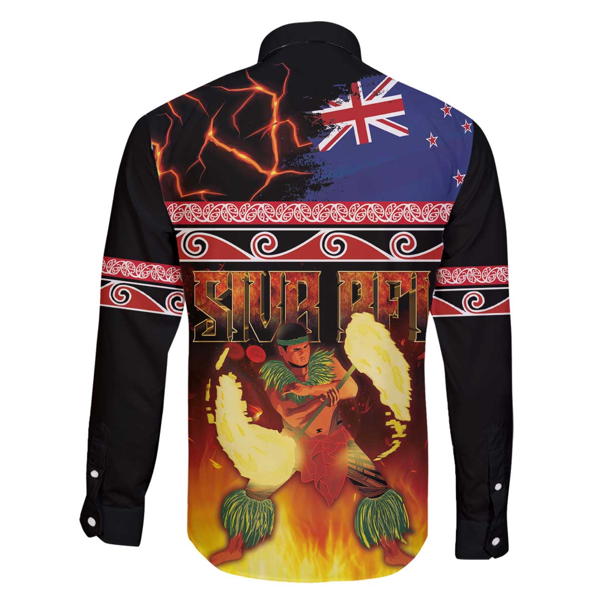 Aotearoa Siva Afi Family Matching Off The Shoulder Long Sleeve Dress and Hawaiian Shirt Tribal Performers of Aotearoa Fire Knife Dancing