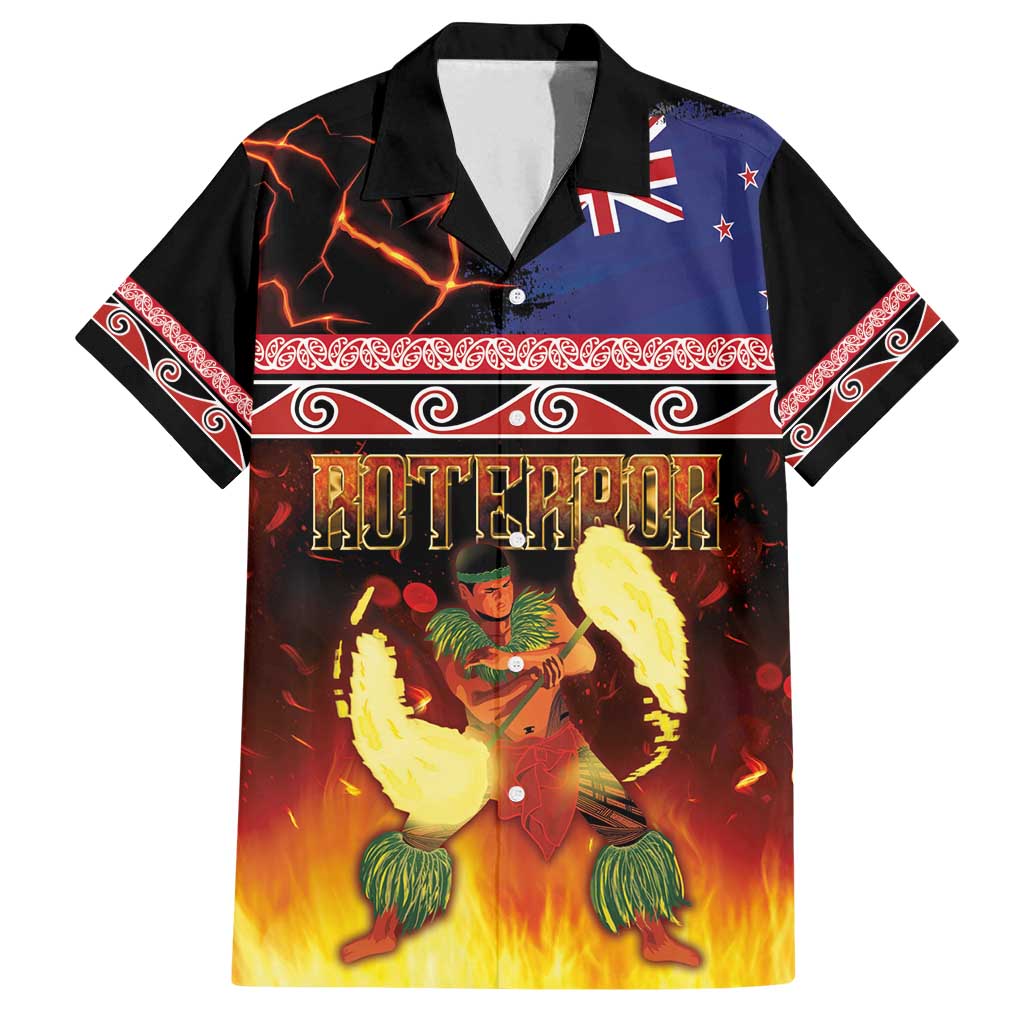 Aotearoa Siva Afi Family Matching Off Shoulder Maxi Dress and Hawaiian Shirt Tribal Performers of Aotearoa Fire Knife Dancing LT03 Dad's Shirt - Short Sleeve Black - Polynesian Pride