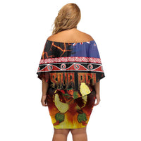 Aotearoa Siva Afi Family Matching Off Shoulder Short Dress and Hawaiian Shirt Tribal Performers of Aotearoa Fire Knife Dancing LT03 - Polynesian Pride