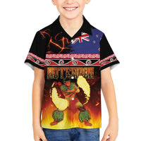 Aotearoa Siva Afi Family Matching Off Shoulder Short Dress and Hawaiian Shirt Tribal Performers of Aotearoa Fire Knife Dancing LT03 Son's Shirt Black - Polynesian Pride