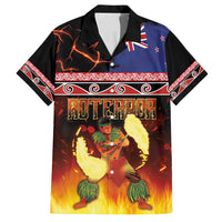 Aotearoa Siva Afi Family Matching Puletasi and Hawaiian Shirt Tribal Performers of Aotearoa Fire Knife Dancing LT03 Dad's Shirt - Short Sleeve Black - Polynesian Pride