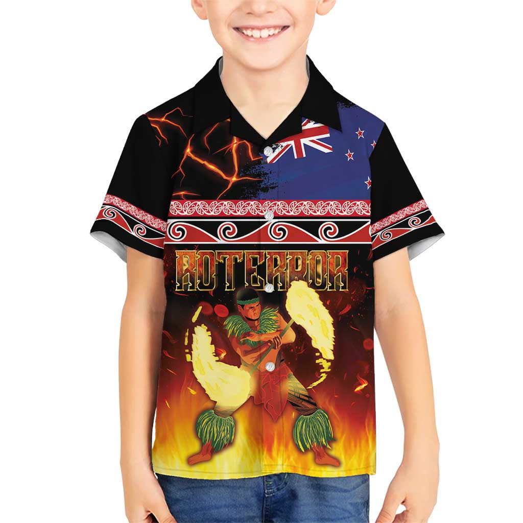 Aotearoa Siva Afi Family Matching Puletasi and Hawaiian Shirt Tribal Performers of Aotearoa Fire Knife Dancing LT03 Son's Shirt Black - Polynesian Pride