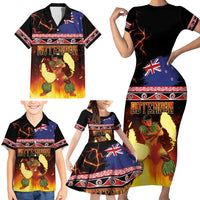 Aotearoa Siva Afi Family Matching Short Sleeve Bodycon Dress and Hawaiian Shirt Tribal Performers of Aotearoa Fire Knife Dancing LT03 - Polynesian Pride