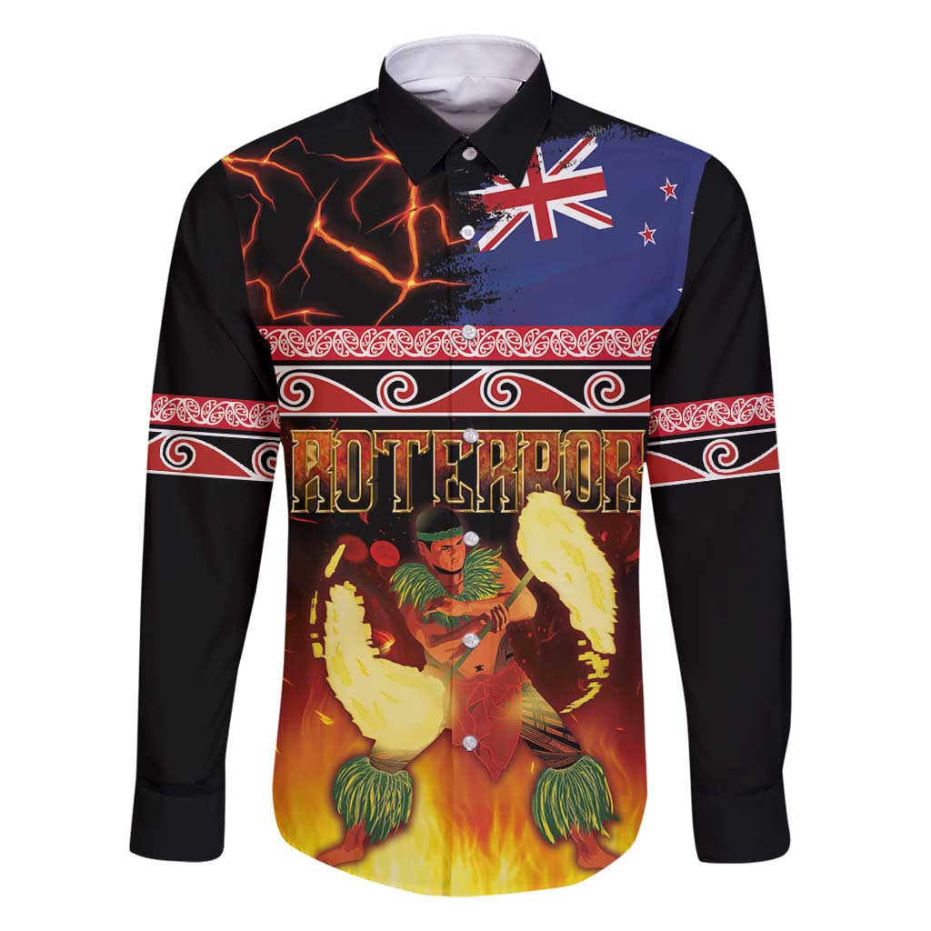 Aotearoa Siva Afi Family Matching Summer Maxi Dress and Hawaiian Shirt Tribal Performers of Aotearoa Fire Knife Dancing LT03 Dad's Shirt - Long Sleeve Black - Polynesian Pride