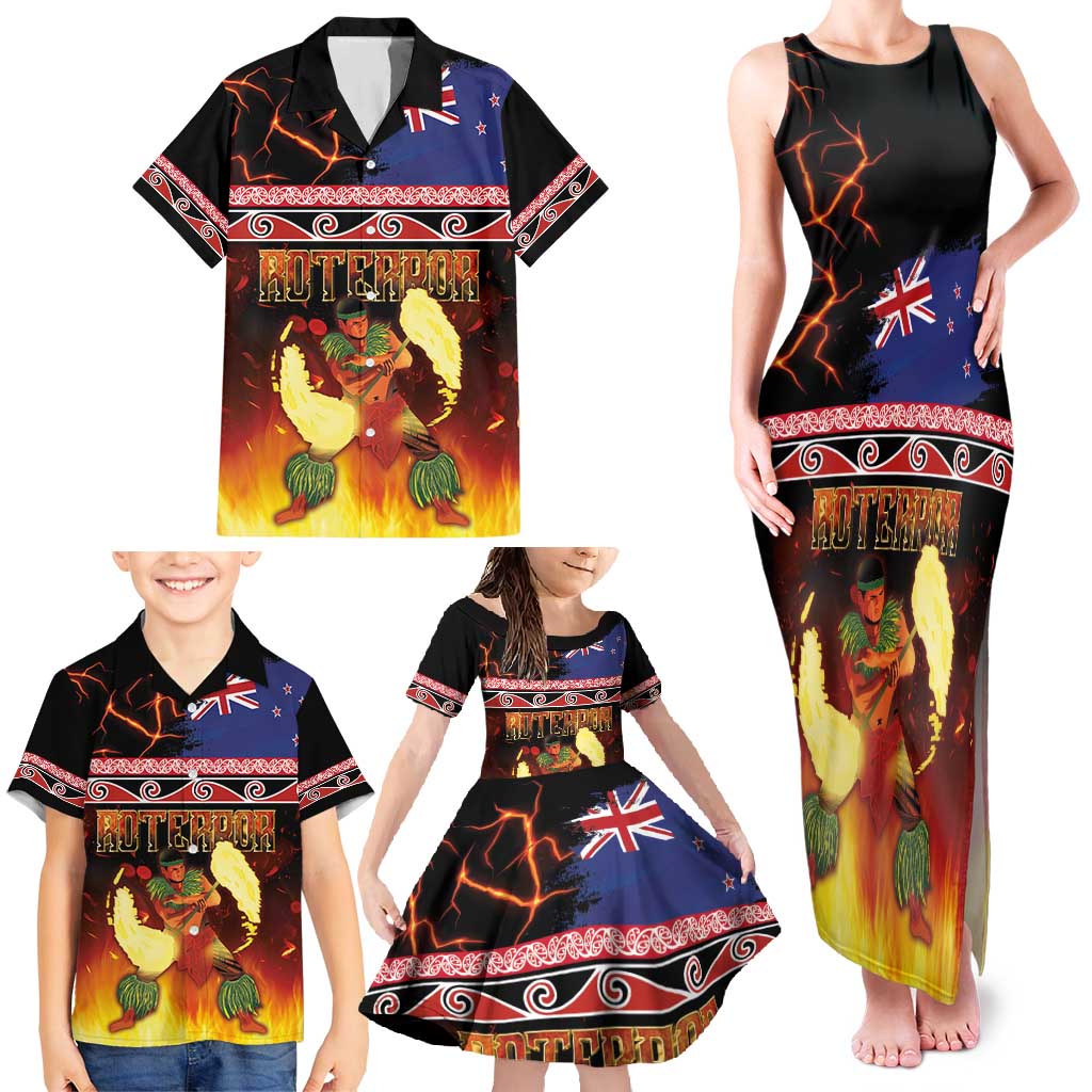 Aotearoa Siva Afi Family Matching Tank Maxi Dress and Hawaiian Shirt Tribal Performers of Aotearoa Fire Knife Dancing LT03 - Polynesian Pride