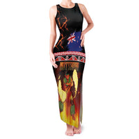 Aotearoa Siva Afi Family Matching Tank Maxi Dress and Hawaiian Shirt Tribal Performers of Aotearoa Fire Knife Dancing LT03 Mom's Dress Black - Polynesian Pride