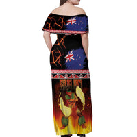 Aotearoa Siva Afi Off Shoulder Maxi Dress Tribal Performers of Aotearoa Fire Knife Dancing LT03 - Polynesian Pride