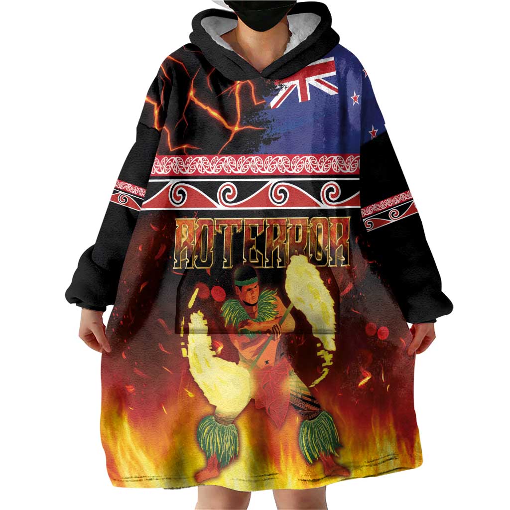 Aotearoa Siva Afi Wearable Blanket Hoodie Tribal Performers of Aotearoa Fire Knife Dancing