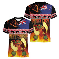Aotearoa Siva Afi Women V-Neck T-Shirt Tribal Performers of Aotearoa Fire Knife Dancing LT03 - Polynesian Pride