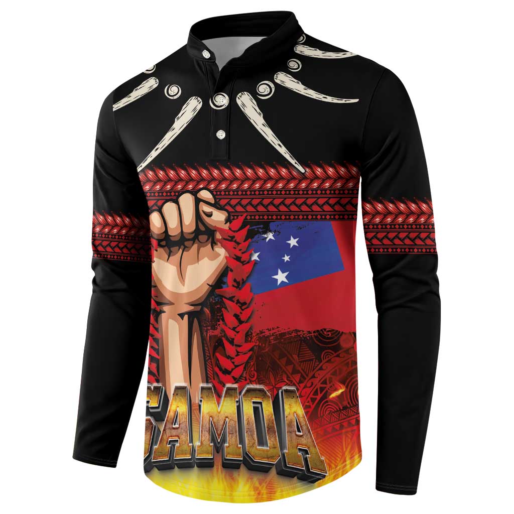Personalised Samoan Spirit - Samoa Tribal Heritage Button Sweatshirt LT03 - Polynesian Pride