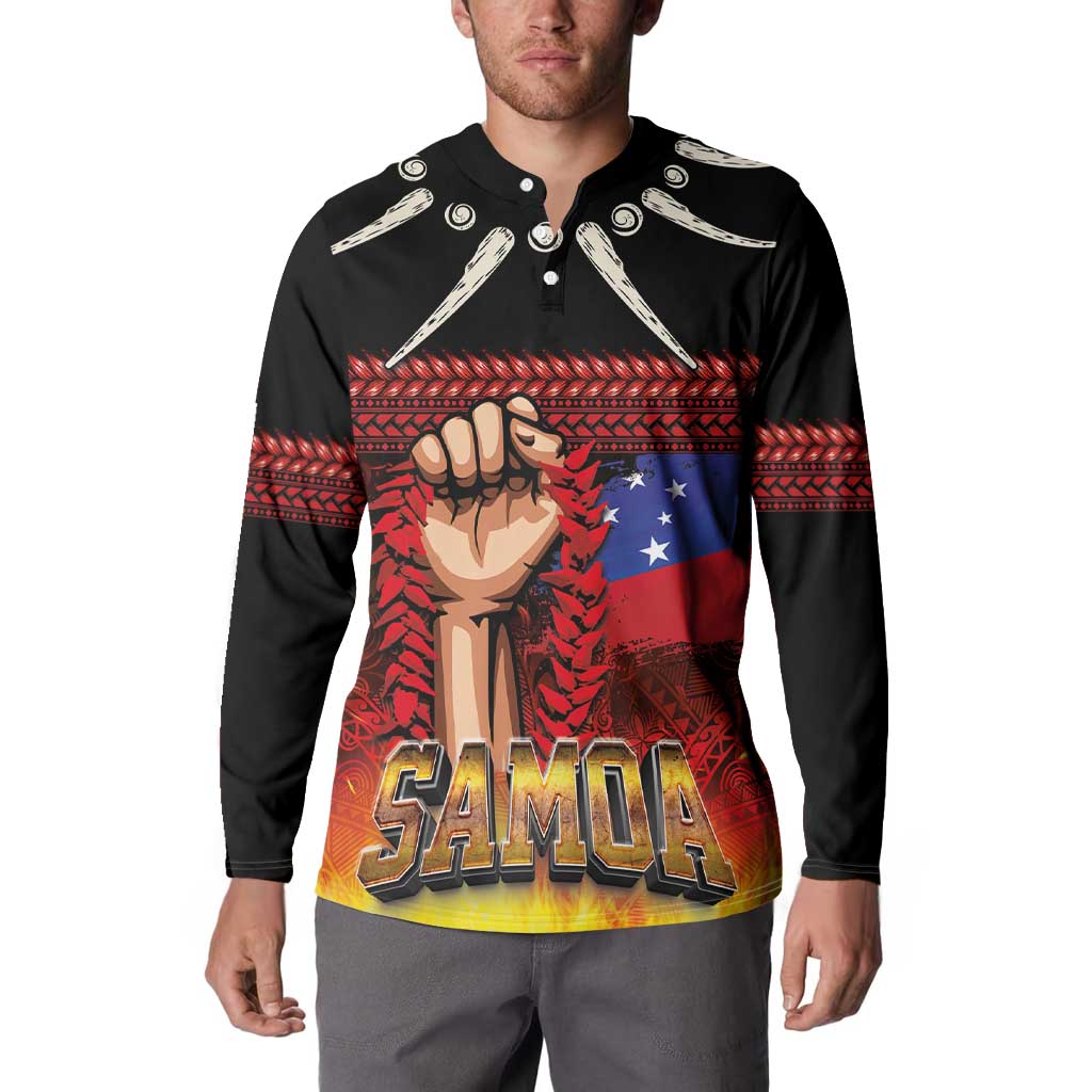 Personalised Samoan Spirit - Samoa Tribal Heritage Button Sweatshirt LT03 - Polynesian Pride