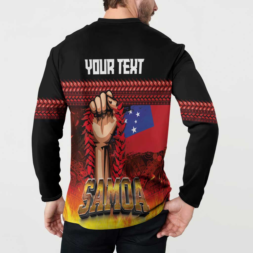 Personalised Samoan Spirit - Samoa Tribal Heritage Button Sweatshirt LT03 - Polynesian Pride