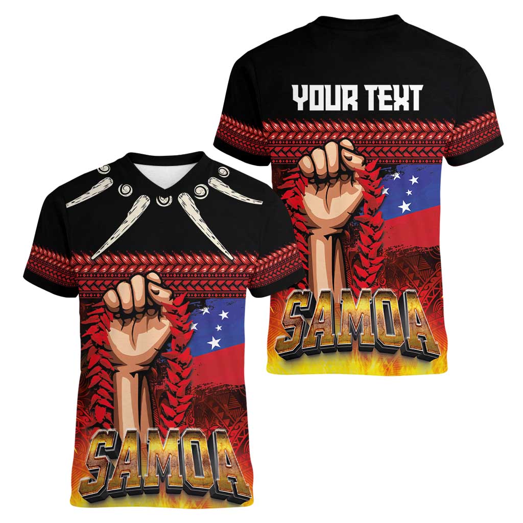 Personalised Samoan Spirit - Samoa Tribal Heritage Women V-Neck T-Shirt