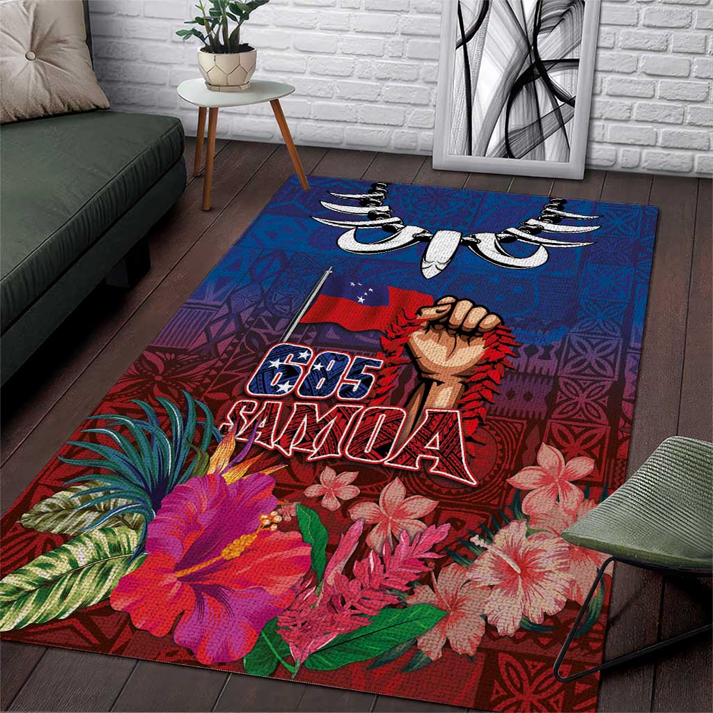 Proud of Samoa Area Rug Ula Nifo with Samoa 685 and Hibiscus Tapa Tribal Pattern