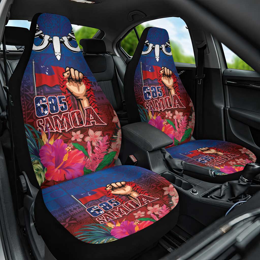 Proud of Samoa Car Seat Cover Ula Nifo with Samoa 685 and Hibiscus Tapa Tribal Pattern